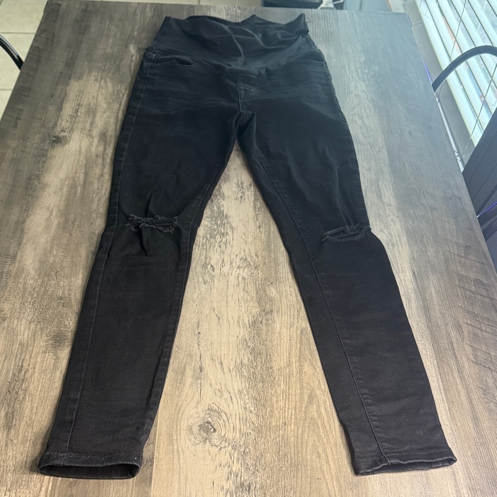 Pinkblush Maternity Black Skinny Jeans Distressed